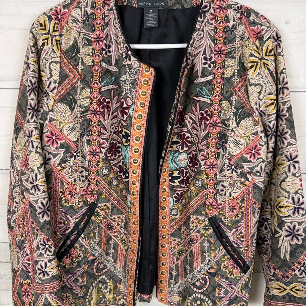 Chelsea & Theodore Pink and Red Paisley Blazer